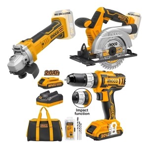 Kit Ingco A Bateria - Atornillador + Circular + Amoladora