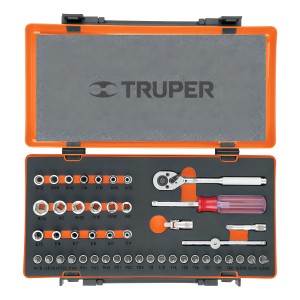 Juego De 45 Herramientas Cuadro 1/4 Std Para Mecánico 18235 Color Naranja