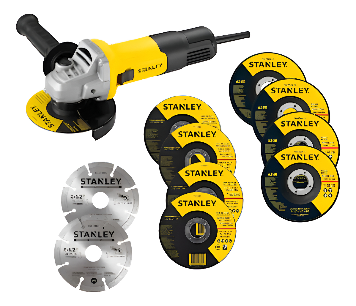 Kit Amoladora+ 10 Discos Stanley Sg7115v10b2c Corte-desbaste