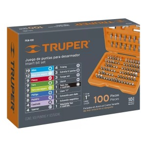 Juego De 100 Puntas Truper En Estuche Cromo Vanadio - Lnf