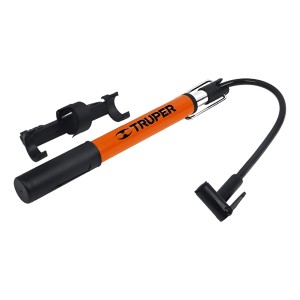 Inflador Manual Portátil Truper Bom-mi Para Pelotas, Bicicletas Color Naranja/negro 60psi