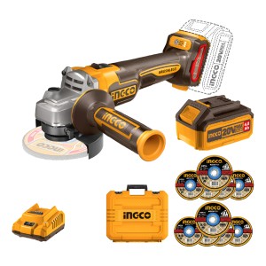 Set Amoladora A Bateria 20v Bl + Valija Ingco Cagli211541 Color Amarillo Frecuencia 50hz