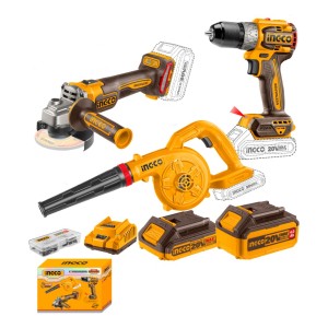 Kit Amoladora + Taladro + Sopladora Ingco Cosli241192 L N F