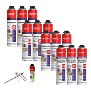 Kit 12 Espumas Poliuretano Proyectable + Pistola + Limpiador