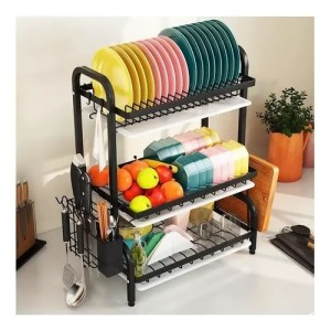 Escurridor Platos Metal Negro 3 Niveles Sobre Mesada - Lnf