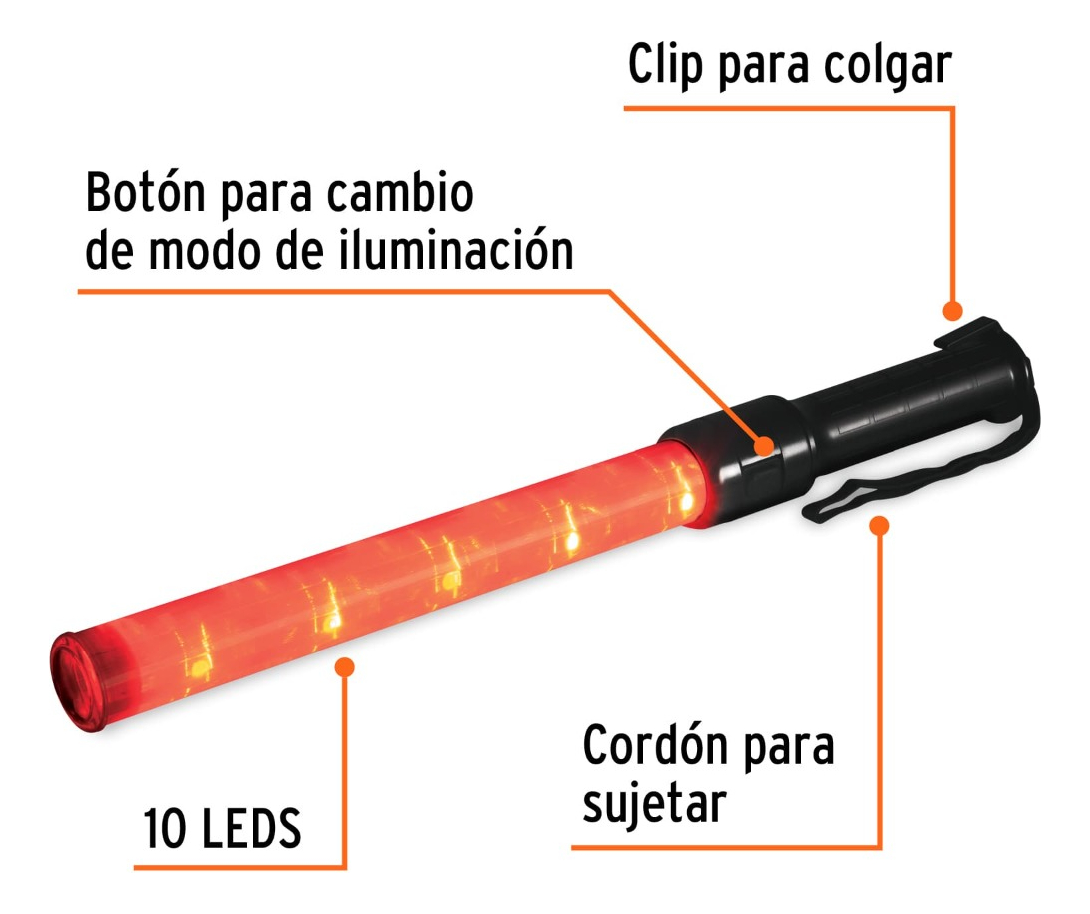 Bastón De Seguridad Control Tráfico Luz Led Truper Bade-52 - Imagen 3