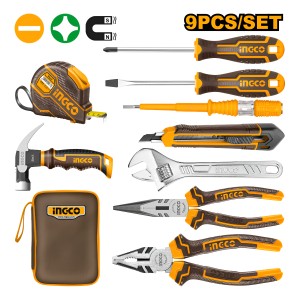 Set X 9 Herramientas Manuales C Estuche Ingco Hkth20809