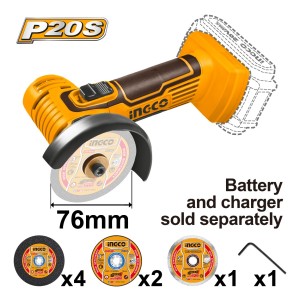 Mini Amoladora 3 20v +discos Sin Bat/carg Ingco Cagli7601