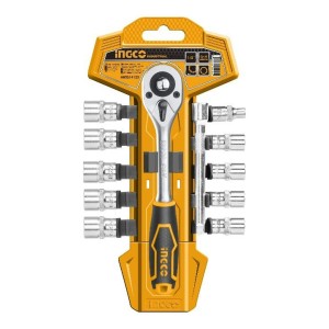 Juego 12 Pza 10 Dados Tubo Llave Crique 1/4 Ingco Hkts14122