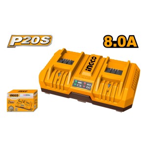 Cargador 20v Doble 8ah Rápido Ingco Fcli2082