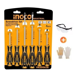 Ff Jgo 6 Destornilladores Ingco Hksd0628 Industrial Imantado