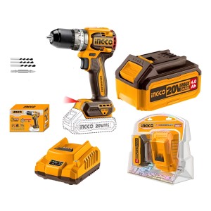 Taladro Atornillador Bl 13mm 20v + Batería 4ah + Carg Ingco