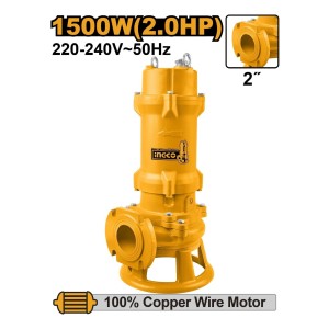 Bomba Sumergible Para Pozo Negro Con Triturador Ingco 2hp