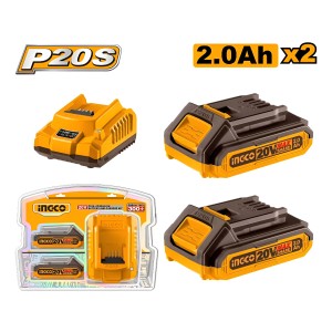 Set De 2 Baterias 20v 2.0 Amp + 1 Carg. Ingco Fbcpk1222