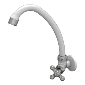 Canilla Grifo Pared Cocina Pico Alto Blanco Negro