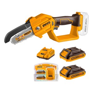 Motosierra Ingco Cgsli20581 + 2 Baterías Y Cargador Color Amarillo