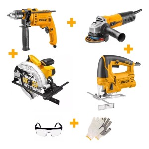 Kit Ingco Taladro+amoladora+sierra+caladora Lnf