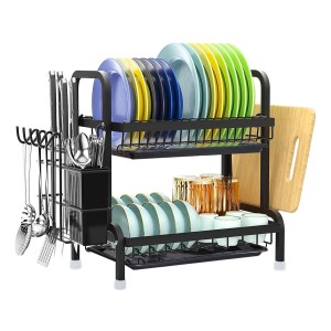 Escurridor Platos Loza Vajilla 2 Niveles Cocina Negro L N F