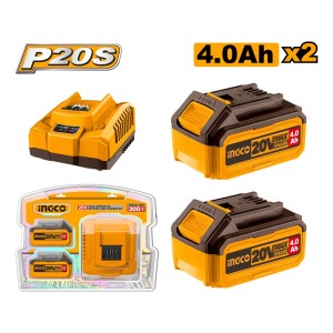Set De 2 Baterias 20v 4.0 Amp + 1 Carg Ingco Fbcpk1424 L N F