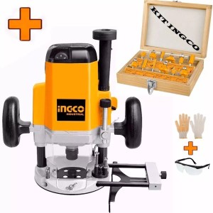 Kit Trompo Router Fresadora Ingco 12mm 2200w+12 Fresa 6mm