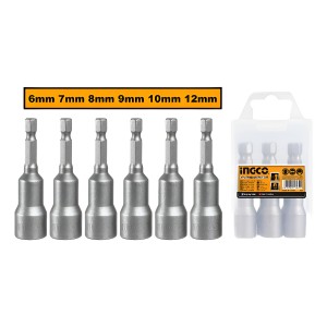 Juego 6 Dados Magnetico Encastre 1/4 Taladro Ingco Amn65061