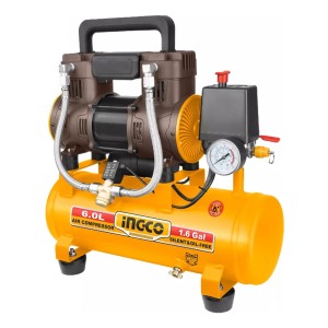 Compresor 6lt 1.5hp Libre Aceite Bajo Ruido Ingco Acs111062