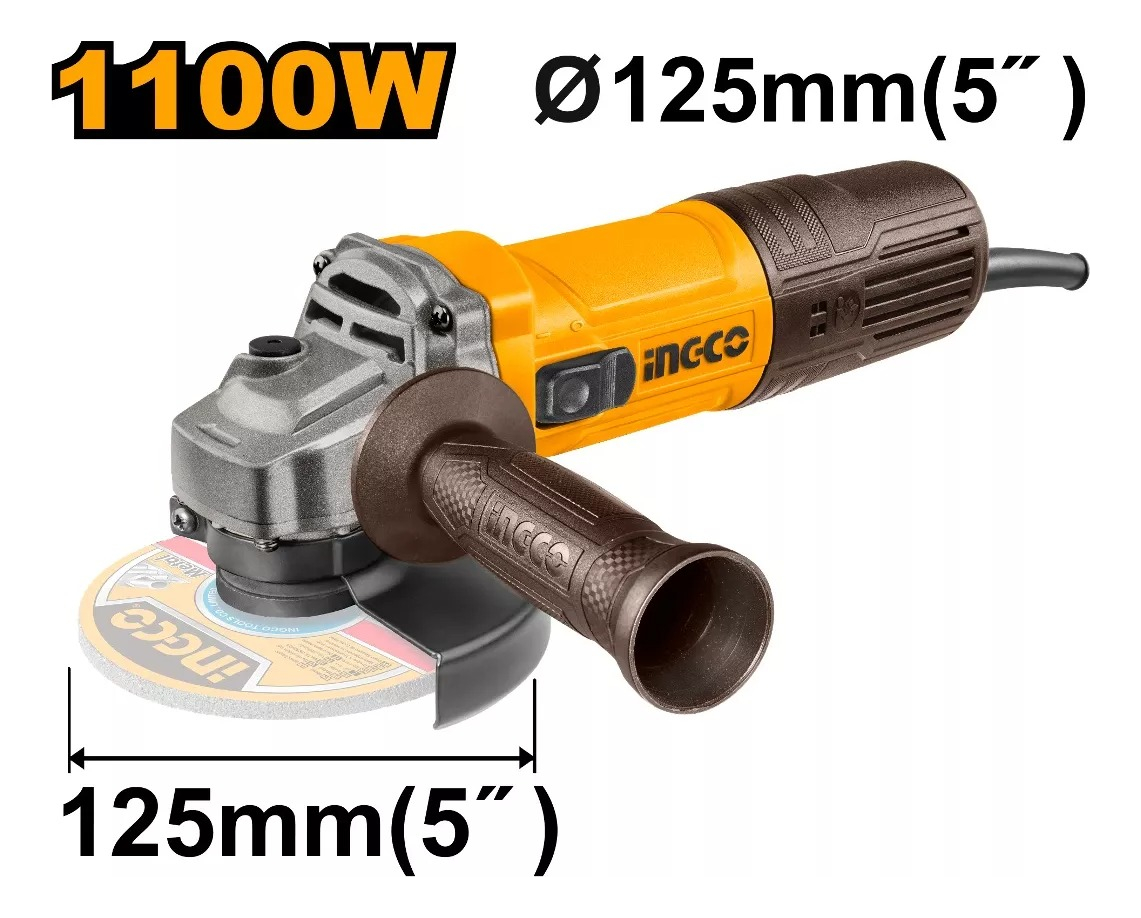 Amoladora Angular Ingco Ing_ag110018 De 50 hz/60 hz Color Naranja 1100 w 220 v - 240 v + Accesorio