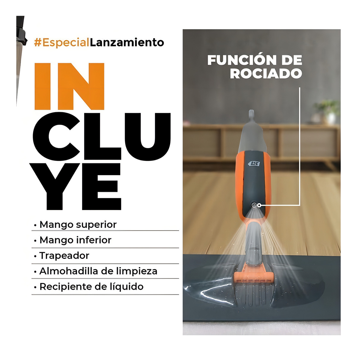 Mopa Trapeador Spray 400cc Repuestos Lusqtoff Color Naranja - Imagen 5