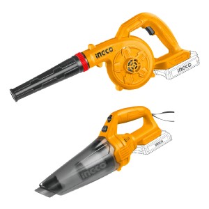 Kit Sopladora + Aspiradora Bateria Ingco 0.5lts + Accesorios Naranja