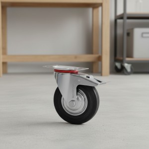 Rueda Metal/goma Giratoria Con Freno 5 Wadfow Wjl3353