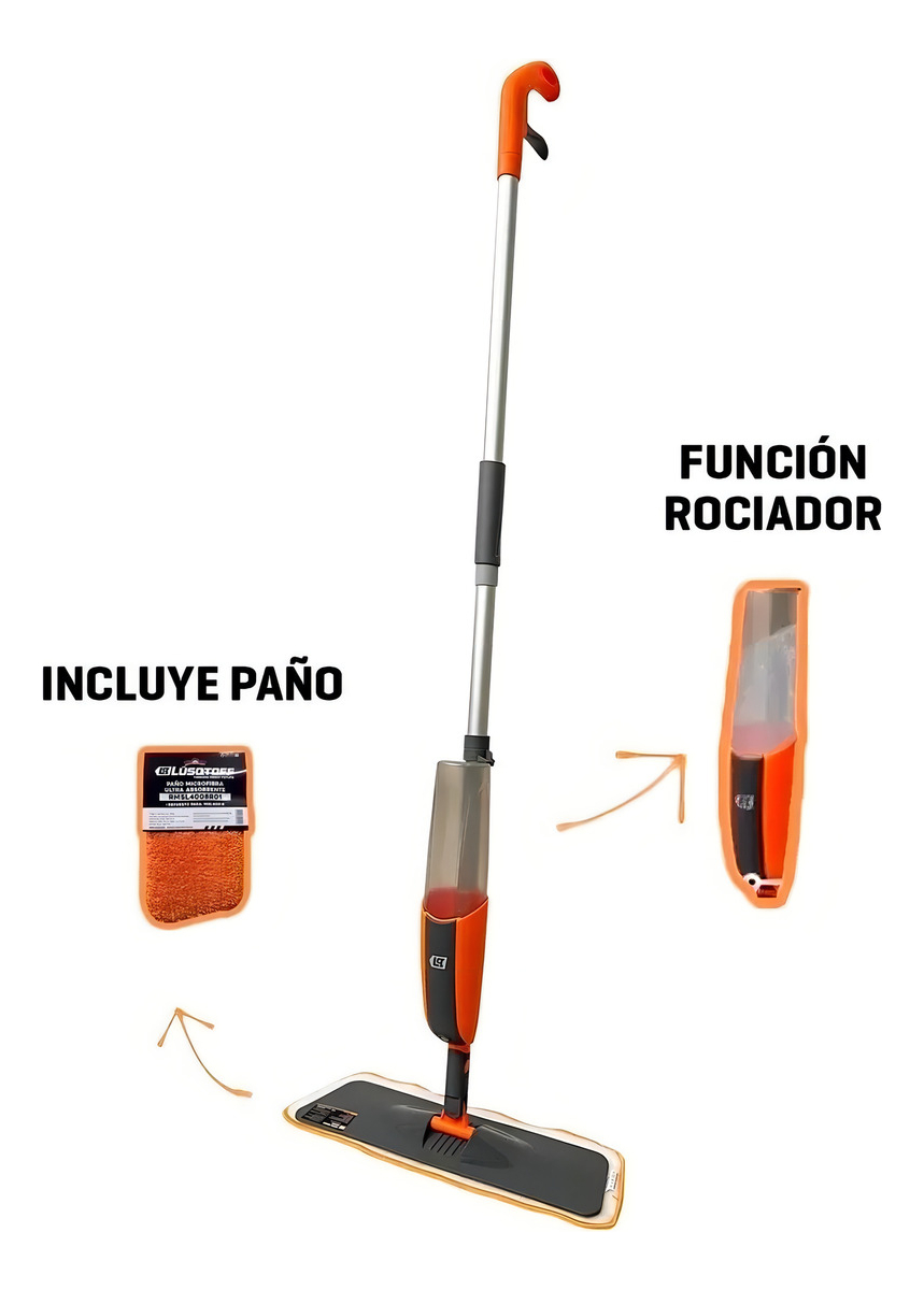 Mopa Trapeador Spray 400cc Repuestos Lusqtoff Color Naranja - Imagen 2