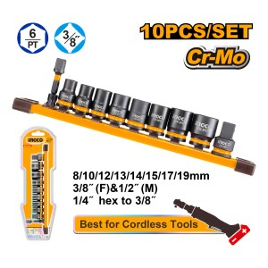 Set X 10 Dados De Impacto 3/8 Ingco Hkissd38104 Color Negro