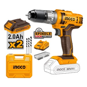 Taladro Atorn. 13mm Ingco(maleta+2baterias 47accesorios) Naranja Oscuro