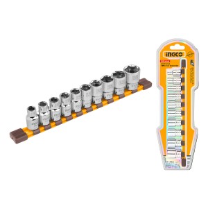 Set X 10 Juego De Dados Cr V 1/2 Ingco Color Gris