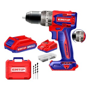 Taladro Percutor Atornillador Inalámbrico De 13mm Emtop Ecidl20602-9 50hz/60hz Azul 50 Hz / 60 Hz