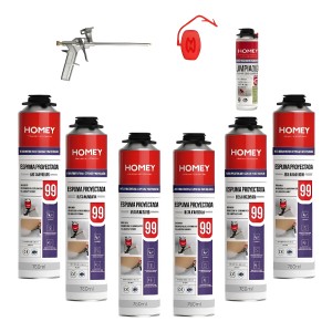 Kit 6 Espumas Poliuretano Proyectable C/pistola Y Limpiador