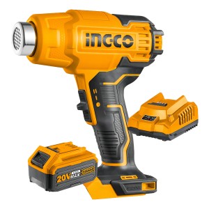 Pistola De Calor 20v Ingco Batería 4 Ah + Cargador Hgli20025 Amarillo
