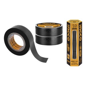Cinta Aisladora Pvc Negra Ancho 18mm Ingco Hpet1101 Color Negro Liso