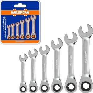 Set 6 Llaves Combinadas Cortas Con Crique Wadfow Wsp6406 Color Gris