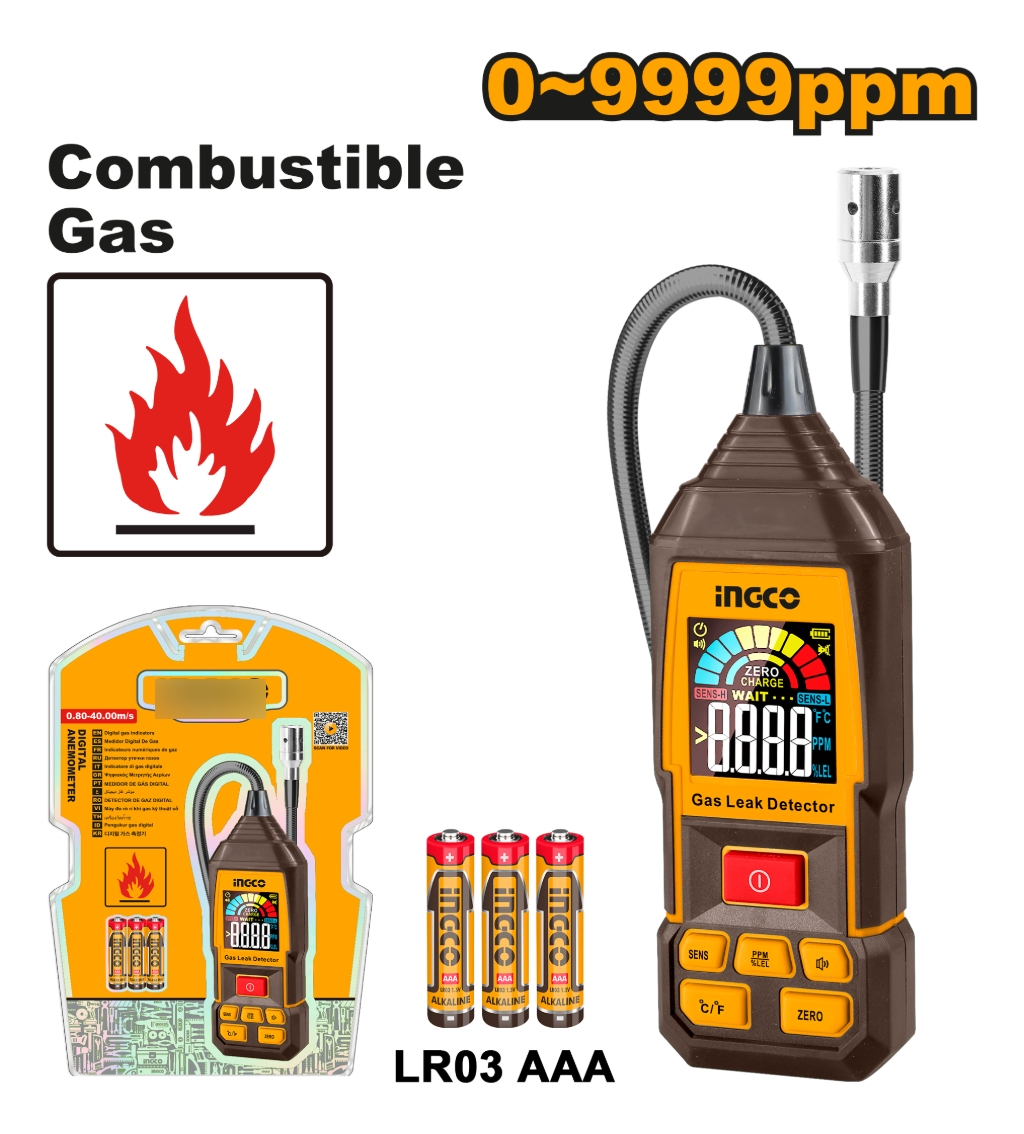 Medidor De Gas 0-9999ppm Para Gas Combustible Ingco Hetga031 - Imagen 6