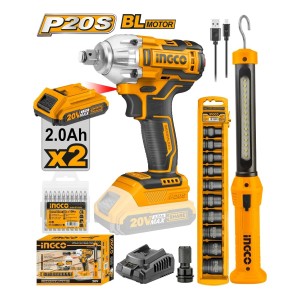 Kit Llave Impacto 20v + Linterna Rec + Dad Cosli23011 Ingco