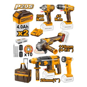 Combo 5 Herramientas 20v Ingco + 2 Bat Y Carg Ckli2019