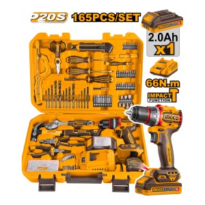 Kit Atornillador Percutor Valija + 165 Acc Ingco Hkthp11651