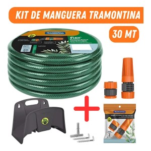 Kit Manguera Malla 30mt C/soporte Puntero Riego Tramontina