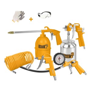 Kit 5 Piezas Ingco Compresor Tacho Metal Akt0051.1 Naranja