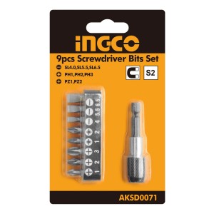 Juego 9 Puntas Para Atornillador Ingco Aksd0071 - L N F