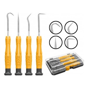 Juego Ganchos Y Puntas Multiuso Auto 4 Pcs Ingco Hkphs0401 Amarillo