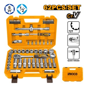 Juego De Dados Y Puntas 62pcs 1/2 - Hkts12602 - L N F