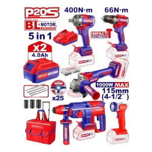 Combo Kit De Herramientas 20v Brushles 5 En 1 Emtop Eckl2059