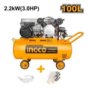 Compresor De Aire Ingco 3 Hp 100 Lts Industrial Ac1301008 Color Amarillo